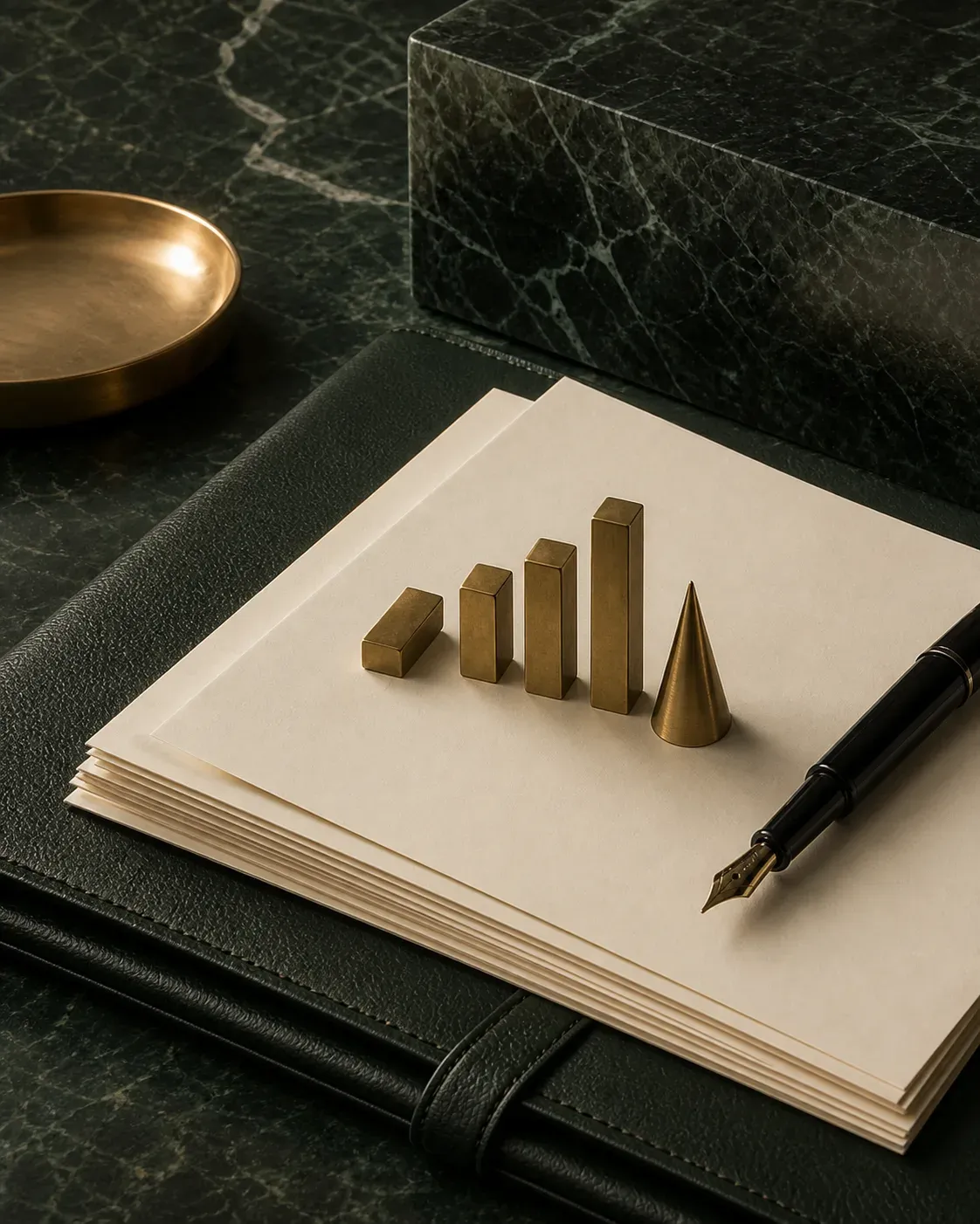 File, documents and pen composing a strategic decision scene